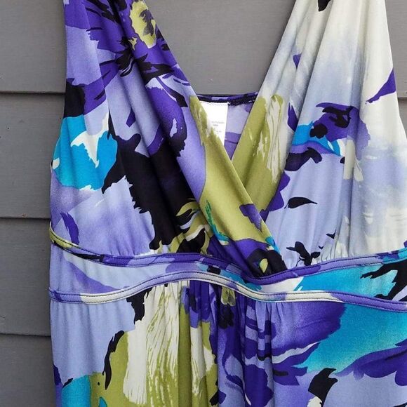Blue Purple Green Maxi Dress Size 16-18 - Picture 4 of 7
